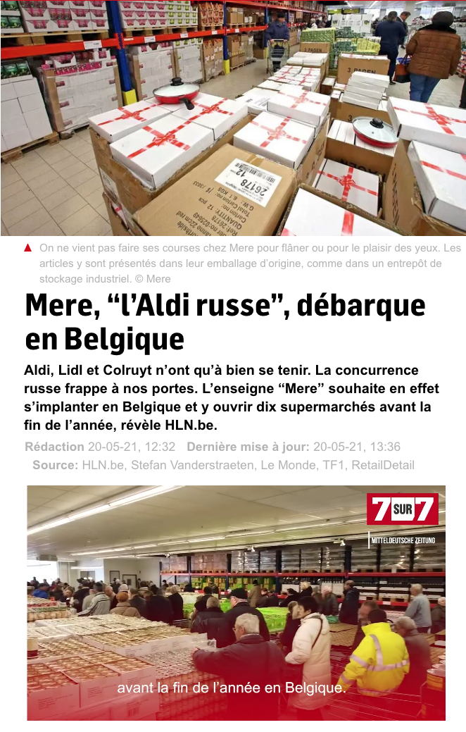 Page Internet 7sur7. Mere, « l|Aldi russe », débarque en Belgique. 2021-05-20